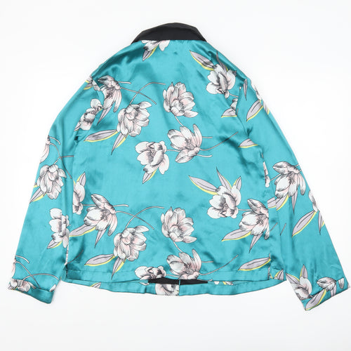 ASOS Women’s Blue Floral Satin Wrap Blouse UK 12