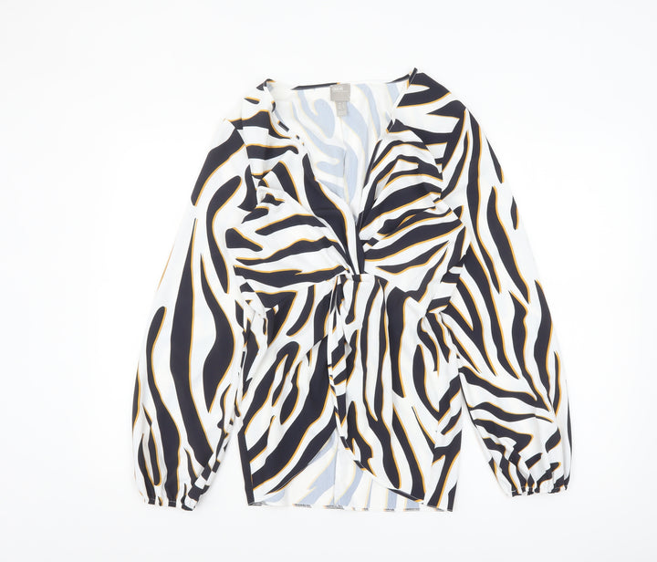ASOS Women’s Multicoloured Animal Print Wrap Blouse UK 8