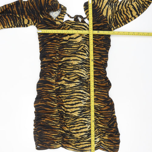 Collusion Women’s Multicoloured Animal Print Bodycon Dress Size 14