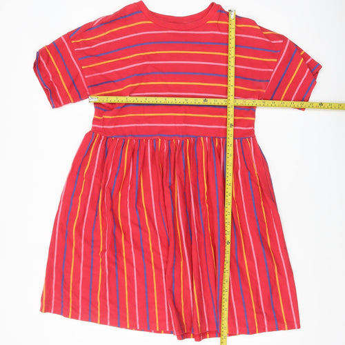 ASOS Women Red Striped Skater Dress UK 10 Short Sleeve Cotton
