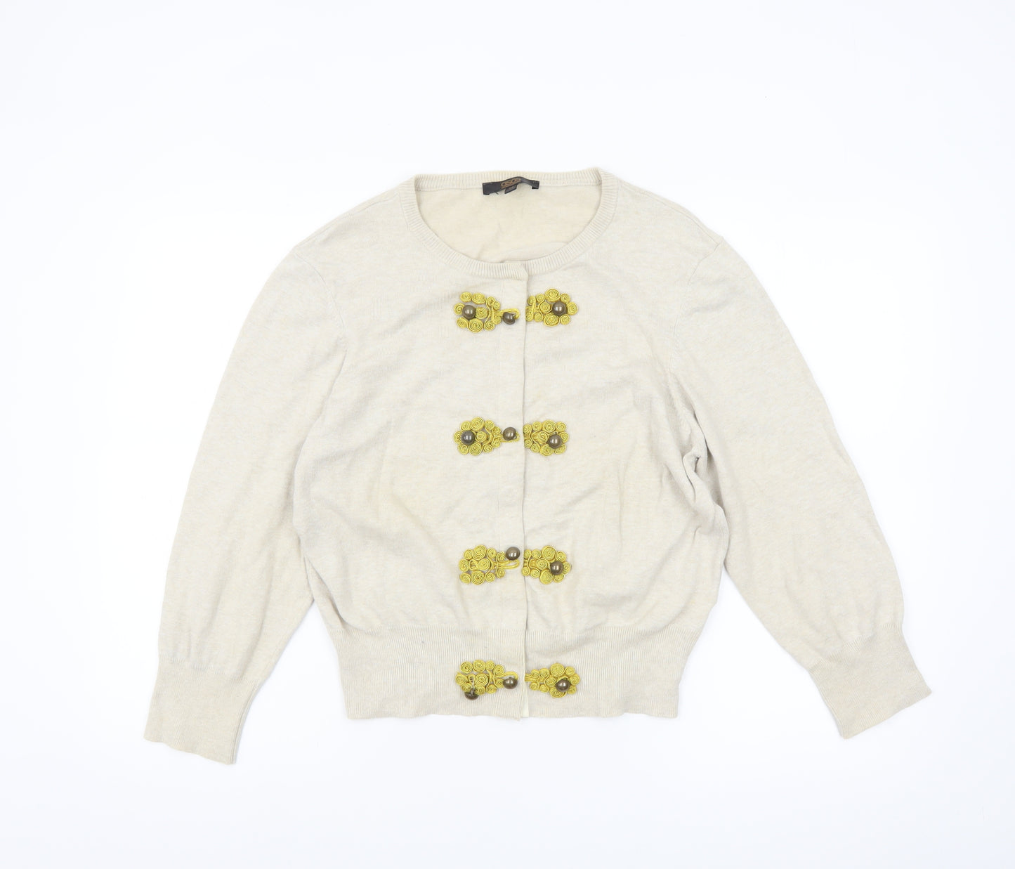 ASOS Women’s Beige Embellished Cardigan Size 14 Cotton Knit
