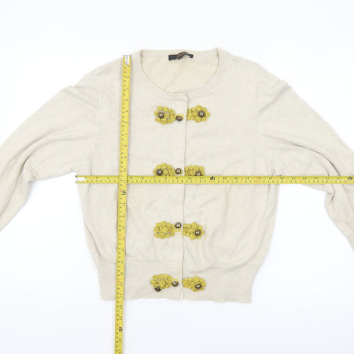 ASOS Women’s Beige Embellished Cardigan Size 14 Cotton Knit