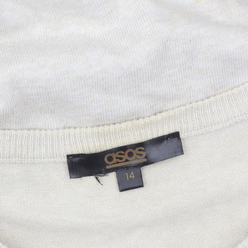 ASOS Women’s Beige Embellished Cardigan Size 14 Cotton Knit