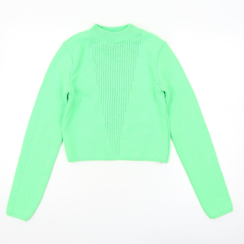Collusion Womens Green Mock Neck Knit Jumper Size 10