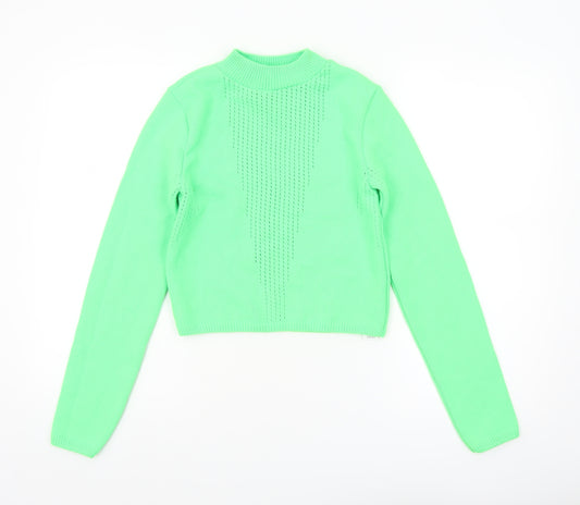 Collusion Womens Green Mock Neck Knit Jumper Size 10
