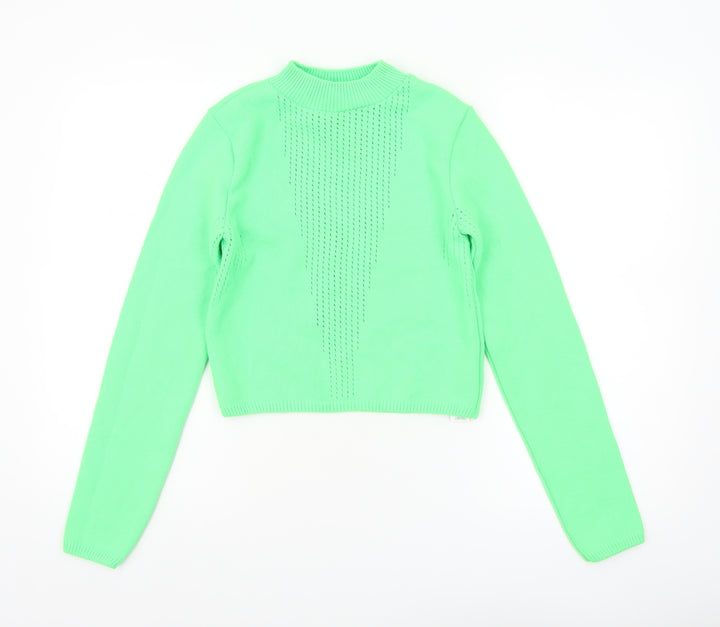 Collusion Womens Green Mock Neck Knit Jumper Size 10