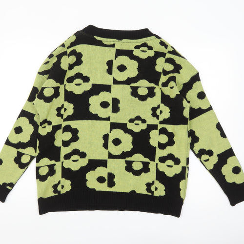 ASOS DESIGN Women’s Green Floral V-Neck Pullover Jumper Size 8