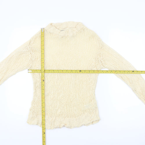 ASOS Women’s Beige Open-Knit Roll Neck Jumper Size 8