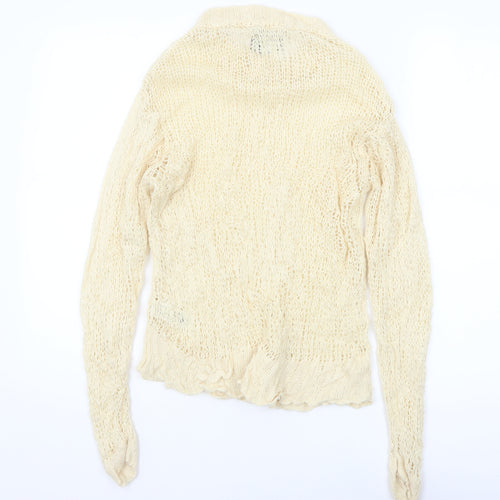 ASOS Women’s Beige Open-Knit Roll Neck Jumper Size 8