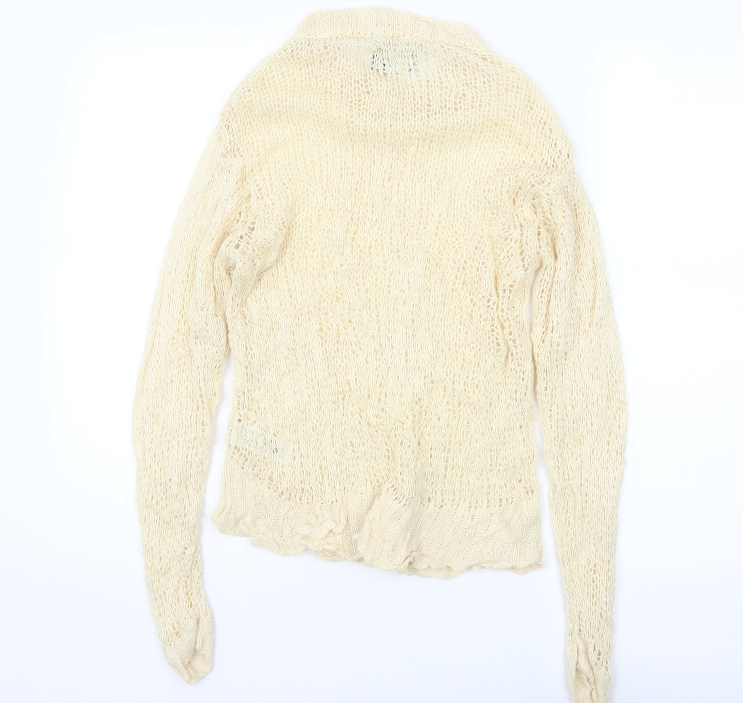 ASOS Women’s Beige Open-Knit Roll Neck Jumper Size 8