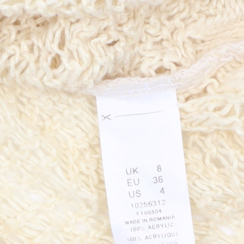 ASOS Women’s Beige Open-Knit Roll Neck Jumper Size 8