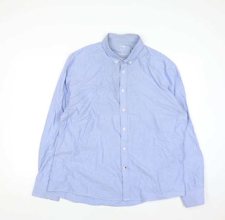 Dunnes Stores Men’s Blue Slim Fit Oxford Long Sleeve Shirt 2XL