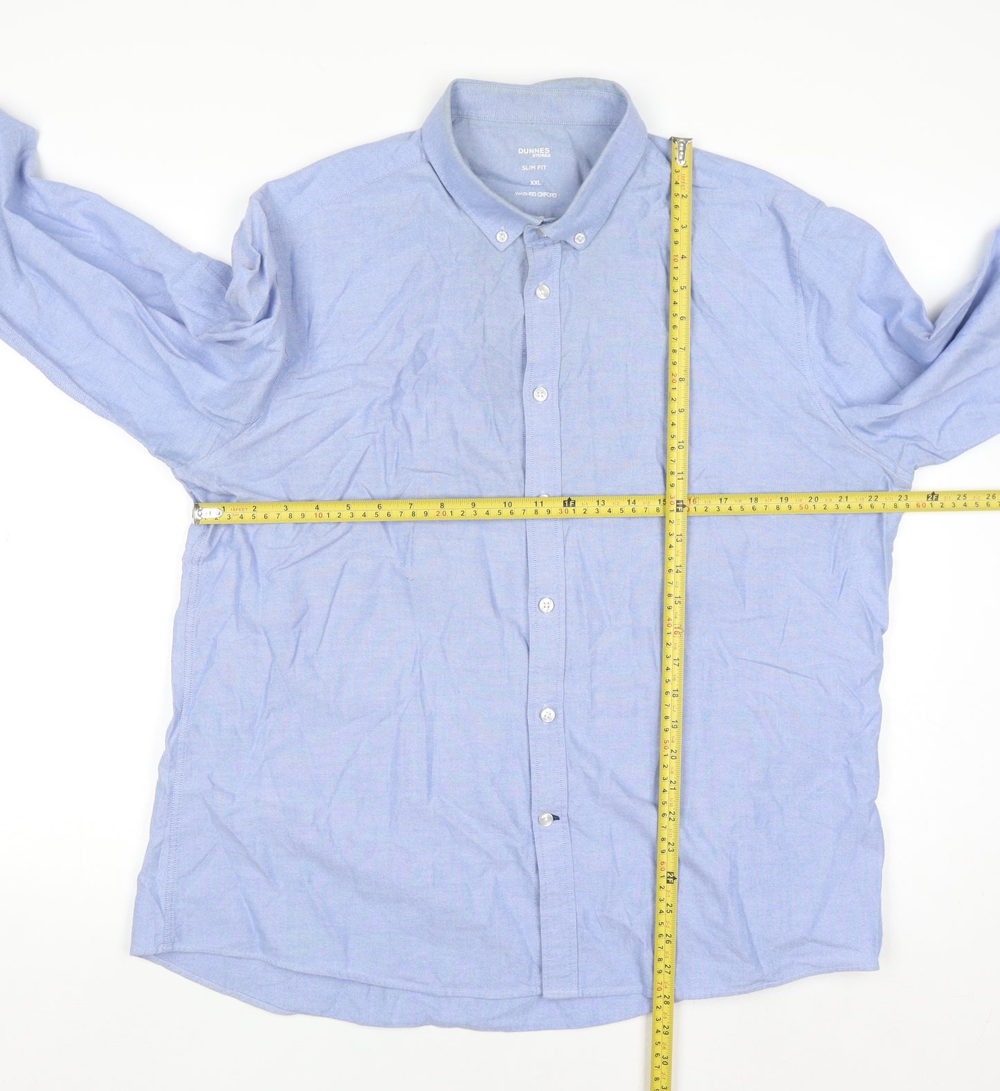 Dunnes Stores Men’s Blue Slim Fit Oxford Long Sleeve Shirt 2XL