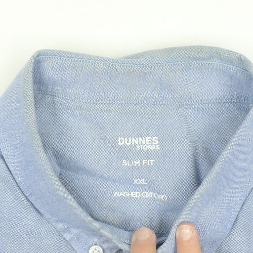 Dunnes Stores Men’s Blue Slim Fit Oxford Long Sleeve Shirt 2XL