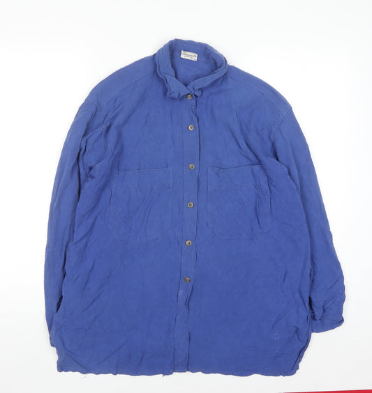 Grattan Women's Blue Viscose Long Sleeve Button-Up Shirt Size 14