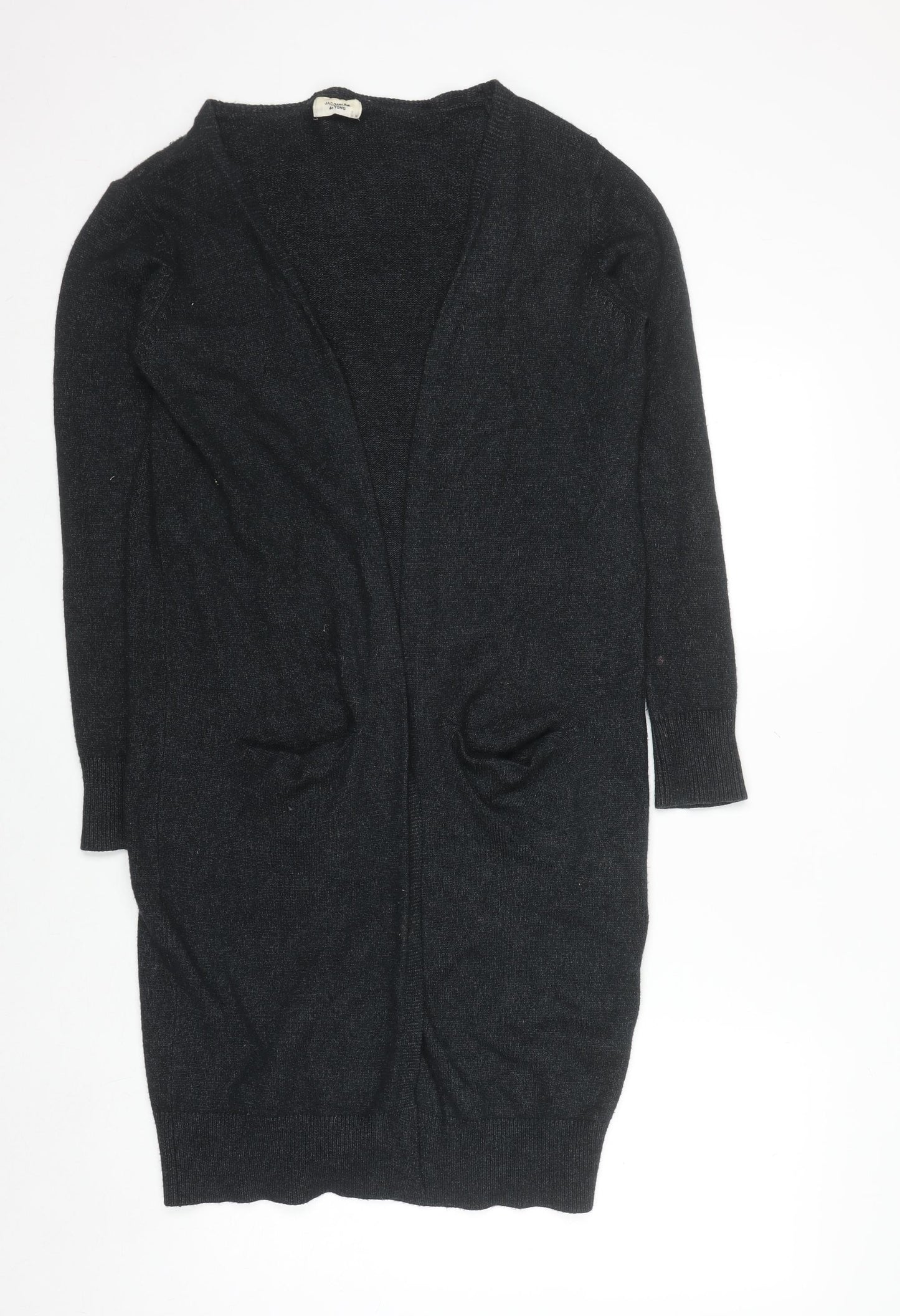 Jacqueline de Yong Women's Black M Long Sleeve Open Knit Cardigan