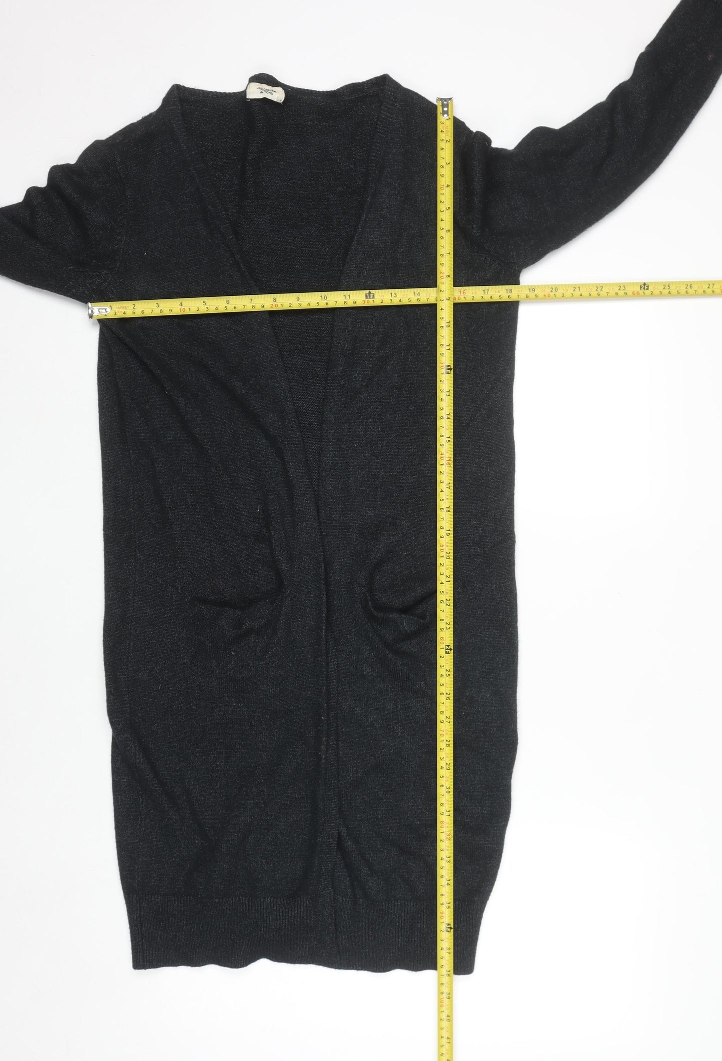 Jacqueline de Yong Women's Black M Long Sleeve Open Knit Cardigan