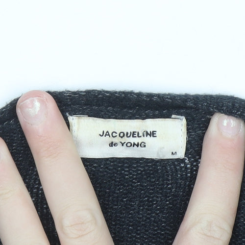 Jacqueline de Yong Women's Black M Long Sleeve Open Knit Cardigan