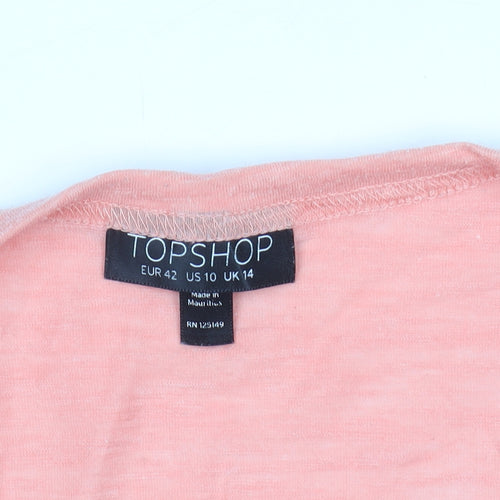 Topshop Women's Pink Cotton V-Neck Long Sleeve Cardigan Size 14