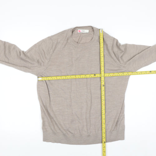 Marks and Spencer Women Beige Merino Wool Crew Neck Jumper Size 16