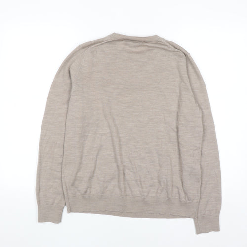 Marks and Spencer Women Beige Merino Wool Crew Neck Jumper Size 16