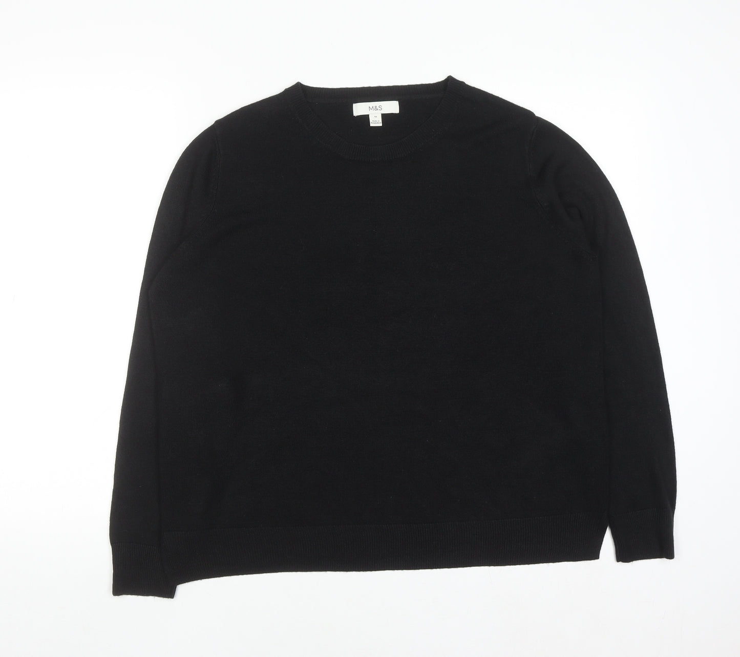 Marks and Spencer Women Black Size 16 Crew Neck Knit Jumper