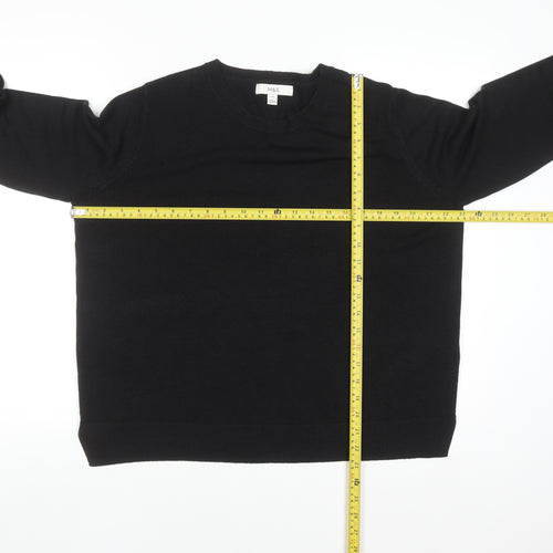 Marks and Spencer Women Black Size 16 Crew Neck Knit Jumper
