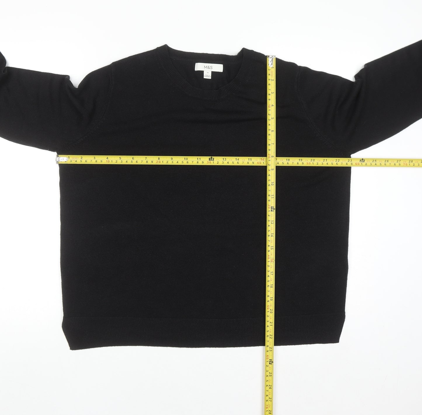 Marks and Spencer Women Black Size 16 Crew Neck Knit Jumper