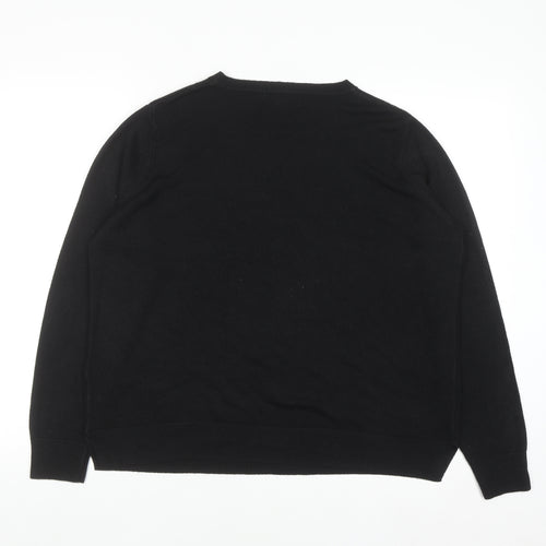 Marks and Spencer Women Black Size 16 Crew Neck Knit Jumper
