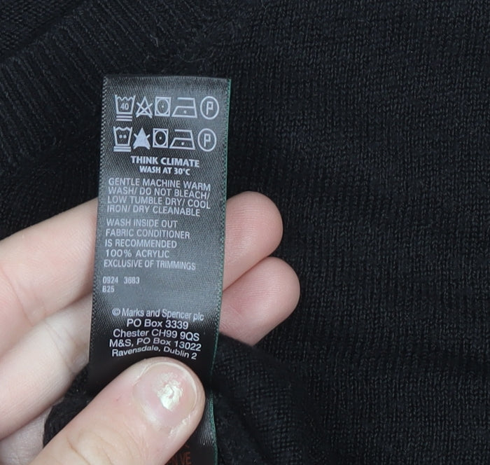 Marks and Spencer Women Black Size 16 Crew Neck Knit Jumper