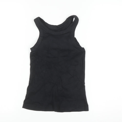 Marks and Spencer Womens Black Cotton Stretch Tank Top Size 4