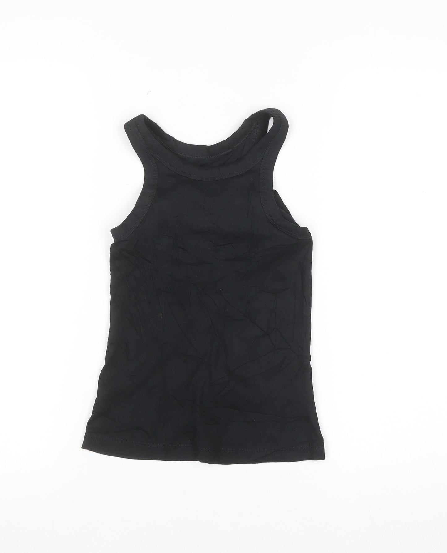 Marks and Spencer Womens Black Cotton Stretch Tank Top Size 4