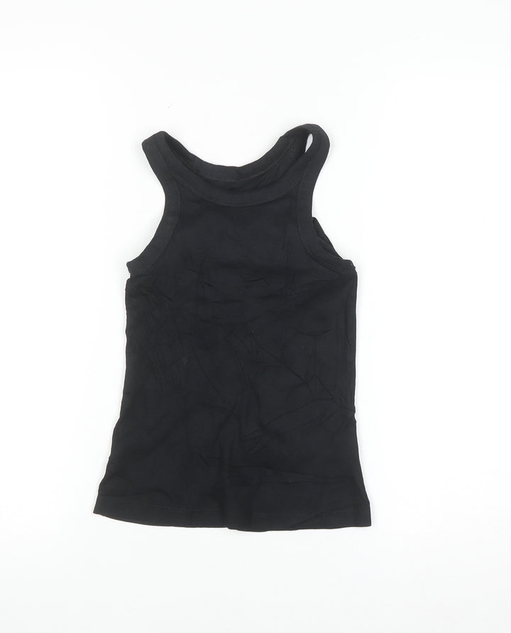 Marks and Spencer Womens Black Cotton Stretch Tank Top Size 4