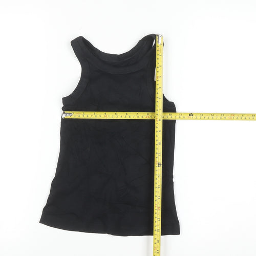 Marks and Spencer Womens Black Cotton Stretch Tank Top Size 4