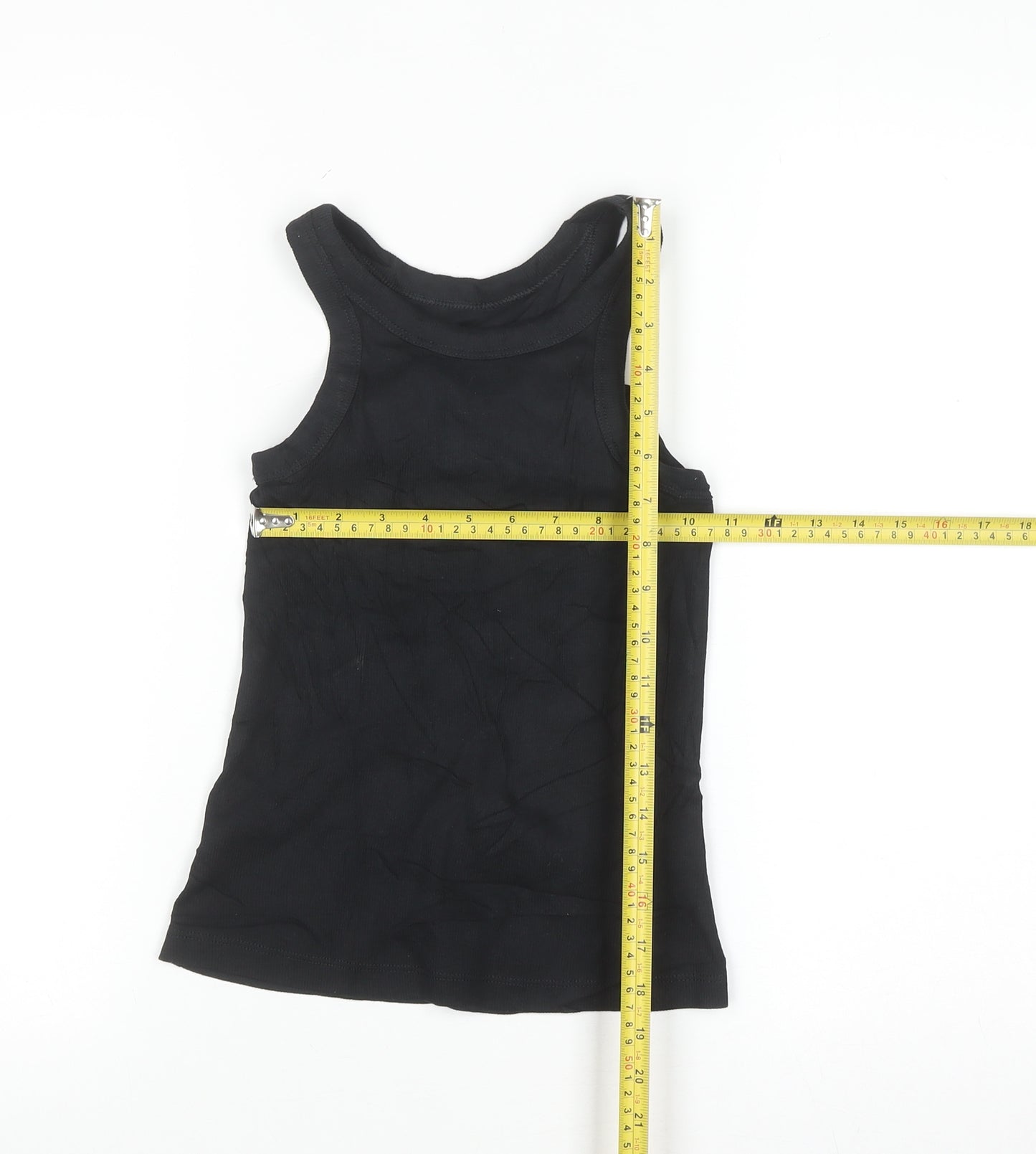 Marks and Spencer Womens Black Cotton Stretch Tank Top Size 4