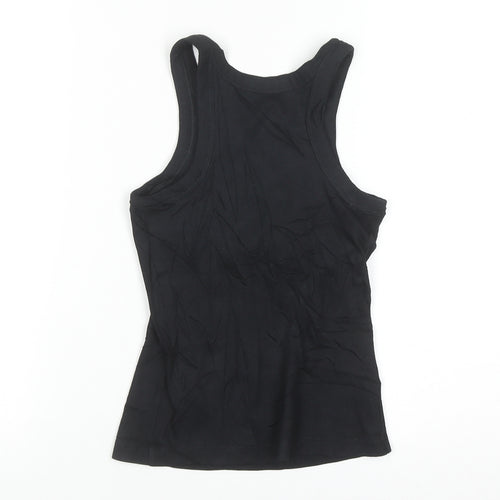 Marks and Spencer Womens Black Cotton Stretch Tank Top Size 4