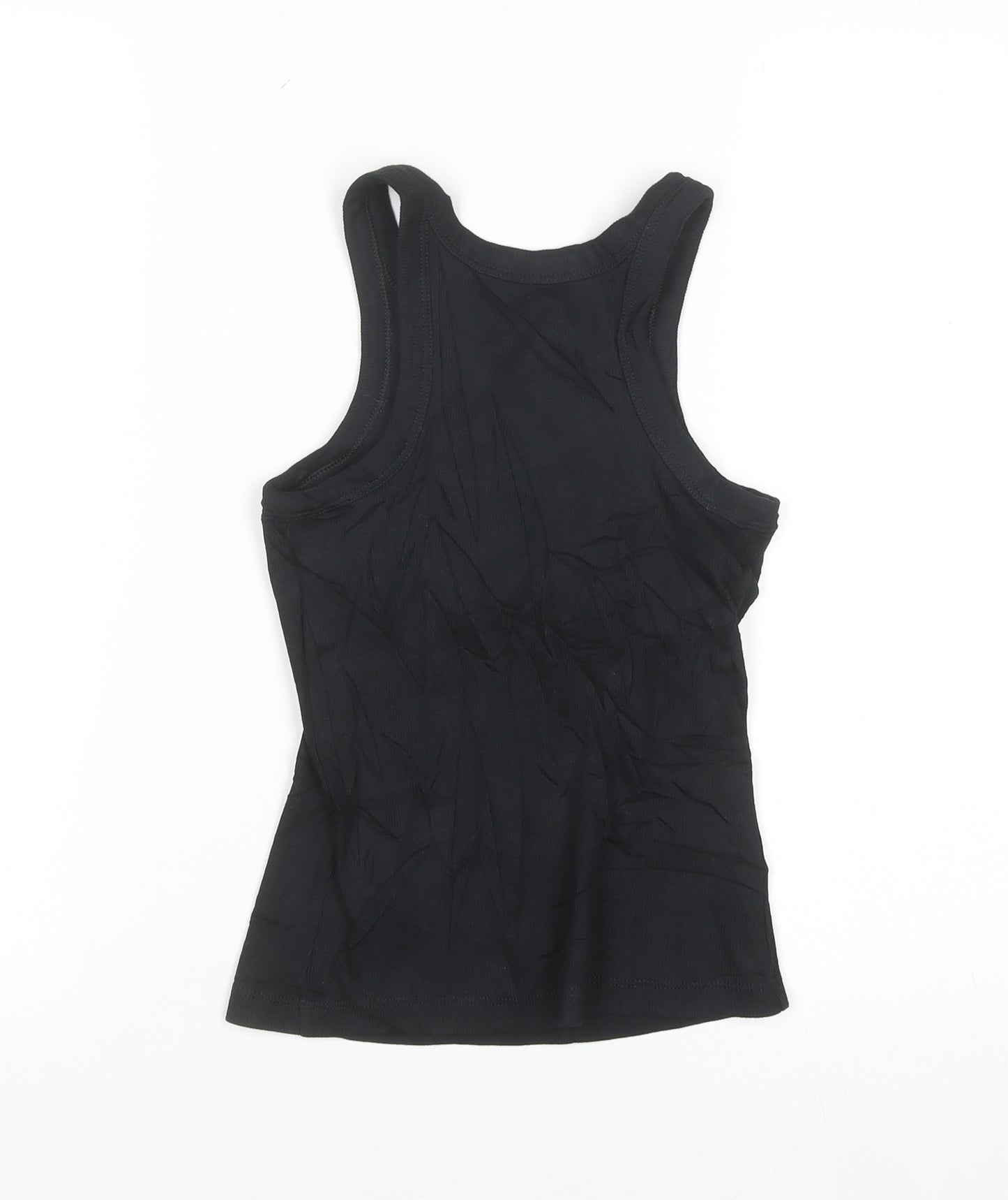 Marks and Spencer Womens Black Cotton Stretch Tank Top Size 4