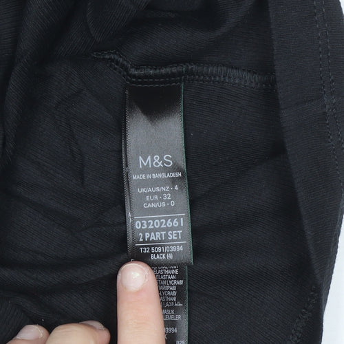 Marks and Spencer Womens Black Cotton Stretch Tank Top Size 4