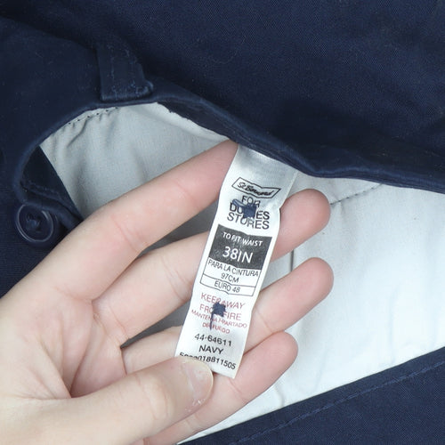 Dunnes Stores Men Blue Chino Shorts 38in Regular Fit Cotton Blend