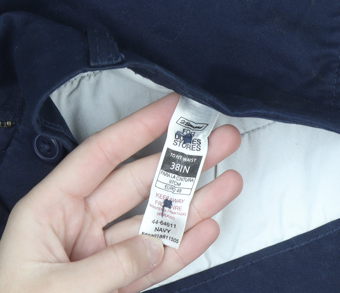 Dunnes Stores Men Blue Chino Shorts 38in Regular Fit Cotton Blend