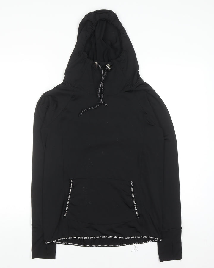 Atmosphere Women Black Size 8 Pullover Hoodie with Pocket