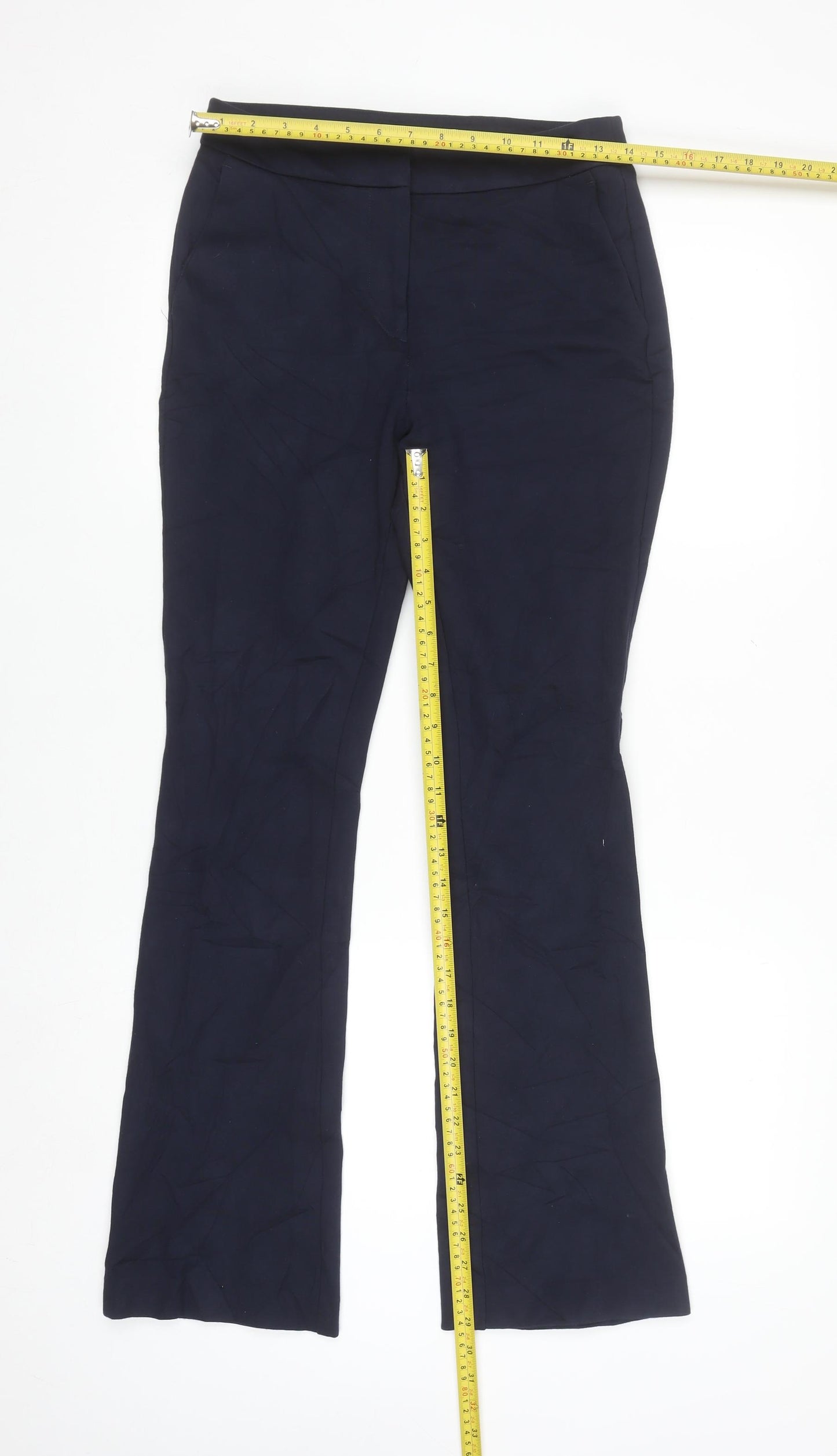 Boden Women's Blue Stretch Straight Leg Work Trousers Size 10