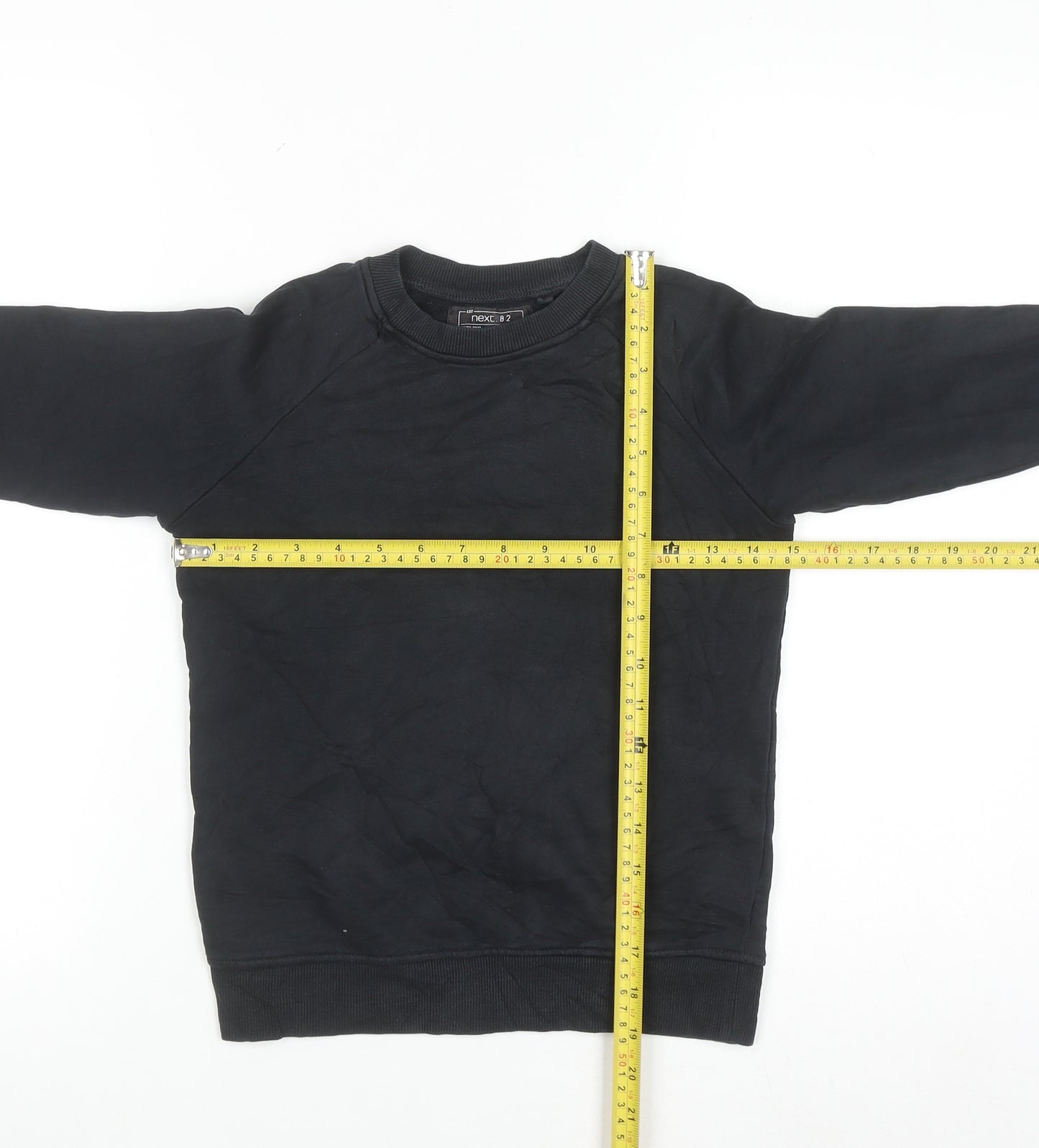 Next Boys Black Cotton Blend Pullover Sweatshirt 7 Years
