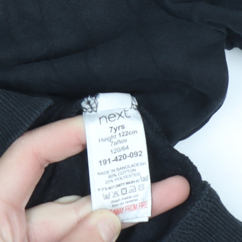Next Boys Black Cotton Blend Pullover Sweatshirt 7 Years
