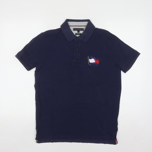 Tommy Hilfiger Men's Blue Regular Fit Cotton Polo Shirt M
