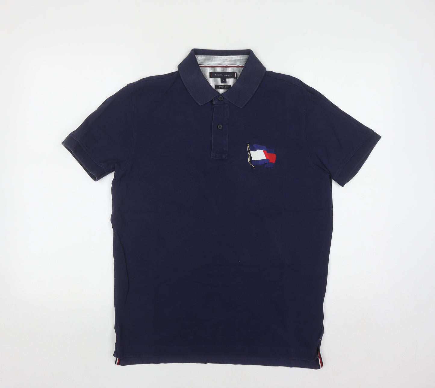 Tommy Hilfiger Men's Blue Regular Fit Cotton Polo Shirt M
