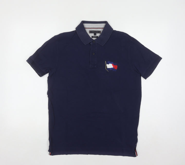 Tommy Hilfiger Men's Blue Regular Fit Cotton Polo Shirt M