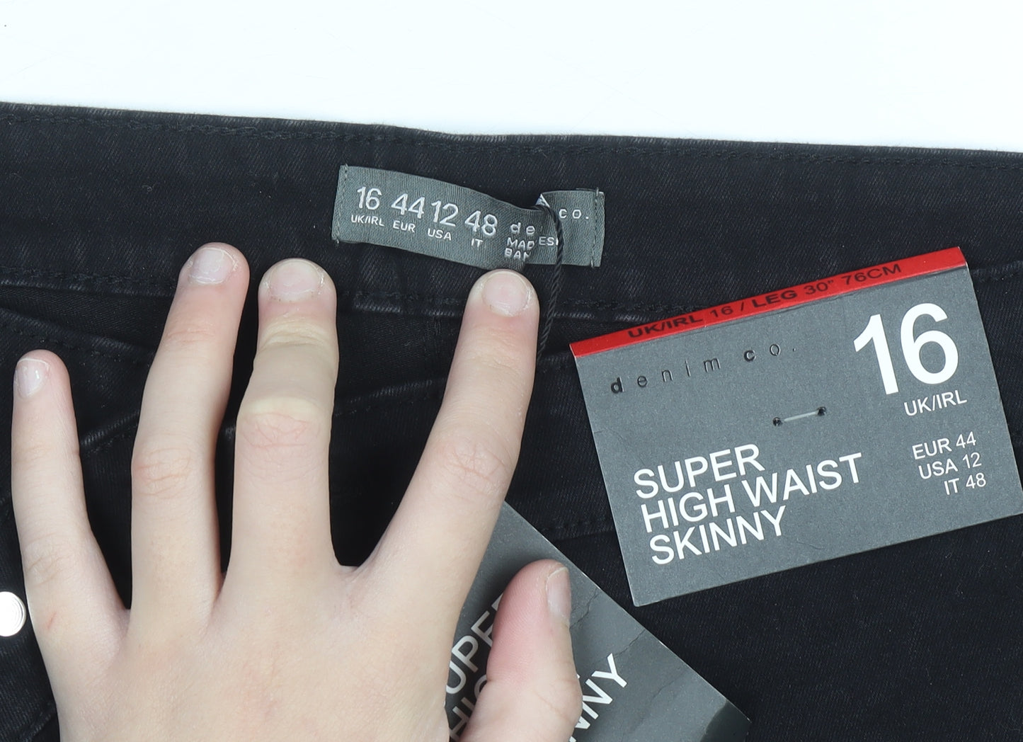 Denim Co. Women's Black Super High Waist Skinny Jeans Size 16