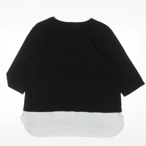 Atmosphere Women’s Black Tunic Blouse 3/4 Sleeve Zip Detail Size 18
