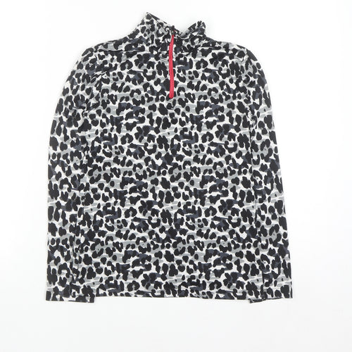 Crivit Girls Grey Animal Print 1/4 Zip Active Sweatshirt 10 Years